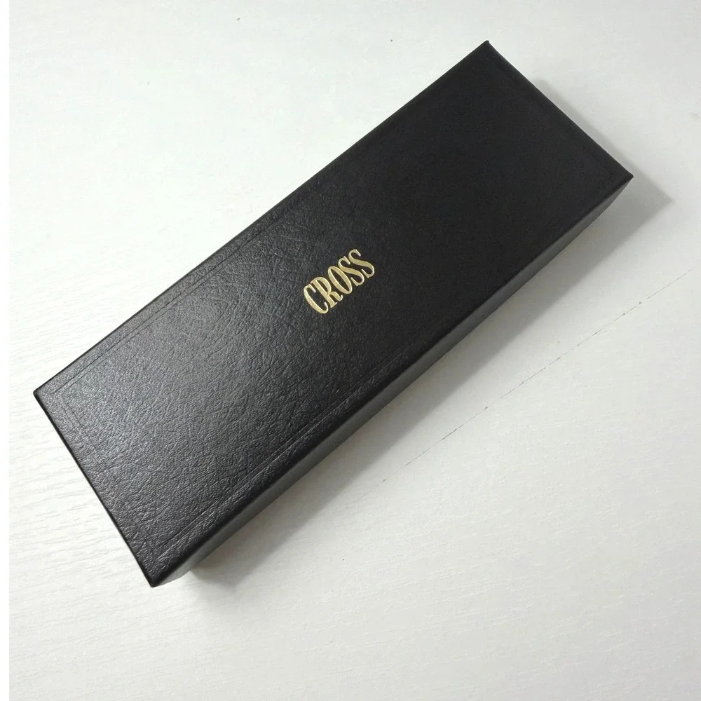 CROSS Rolling Ball Pen Black Gold Trim Vintage 1990 Engraved with Box Refills